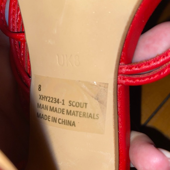 Pointed-open toe strappy red block chunk heel - Picture 8 of 9